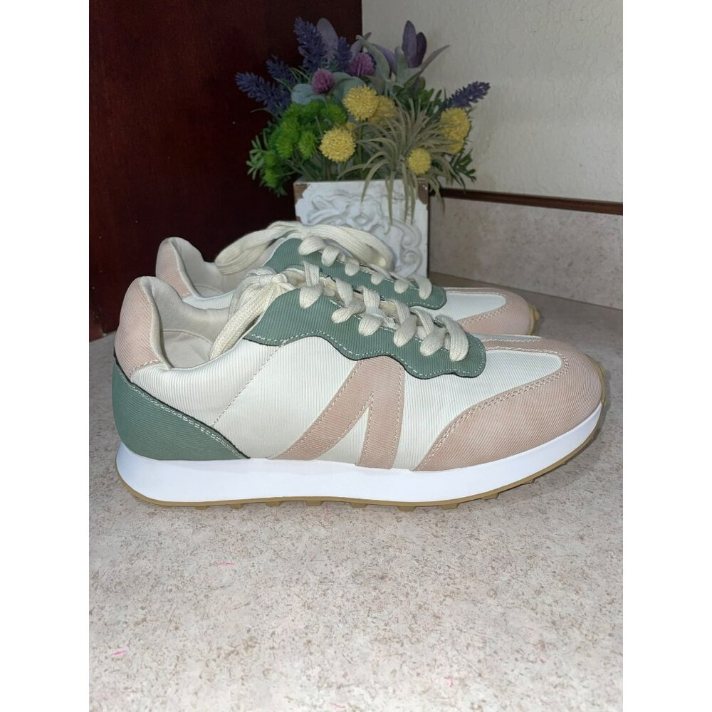 Altr’d State Women’s Retro-Style Sneakers With Green Beige & White Colorblock De